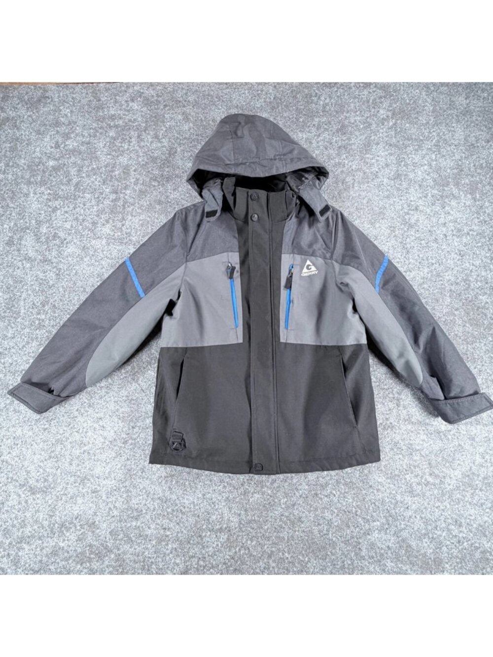 Gerry Youth 3-in-1 Systems Jacket Boys M (10-12) Gray Removable Hood Softshell